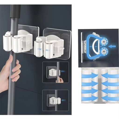 Wall-mounted broom mop holder self-adhesive RC-K-1153 white – Bild 3