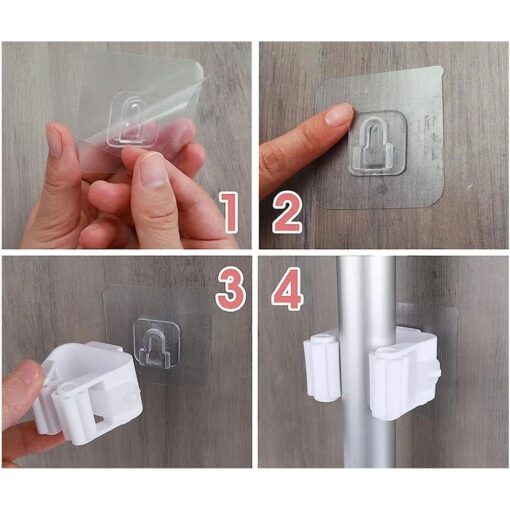 Wall-mounted broom mop holder self-adhesive RC-K-1153 white – Bild 9