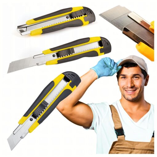 Upholstery knife with replaceable broken blade 18 cm RC-K-790 black yello – Bild 3