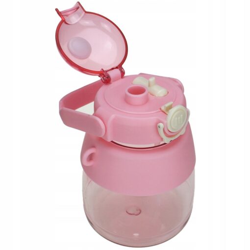 Wasserflasche/Flasche mit Strohhalm und Umhängeband für Kinder 1L RC-K-189 rosa – Bild 3