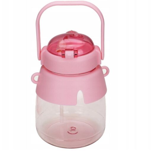 Wasserflasche/Flasche mit Strohhalm und Umhängeband für Kinder 1L RC-K-189 rosa – Bild 5