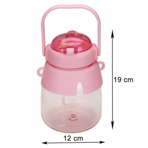 Wasserflasche/Flasche mit Strohhalm und Umhängeband für Kinder 1L RC-K-189 rosa – Bild 8
