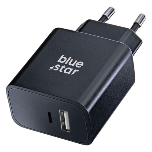 BLUE STAR travel charger with USB C+USB-A sockets PD QC4.0 3A 25W TFB-TC-25WPD black – Bild 3