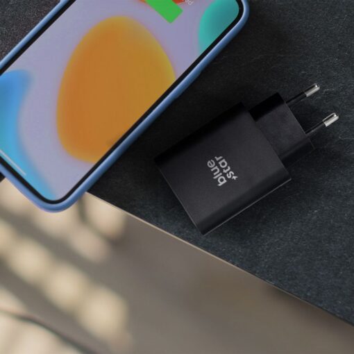 BLUE STAR travel charger with USB C+USB-A sockets PD QC4.0 3A 25W TFB-TC-25WPD black – Bild 4