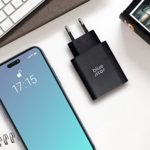 BLUE STAR travel charger with USB C+USB-A sockets PD QC4.0 3A 25W TFB-TC-25WPD black – Bild 5