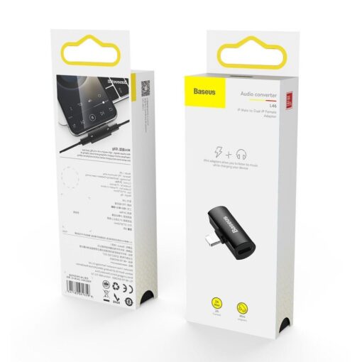 BASEUS Audio/HF Adapter fur iPhone Lightning 8-polig auf 2x auf iPhone Lightning 8-polig CAL46-01 schwarz – Bild 7
