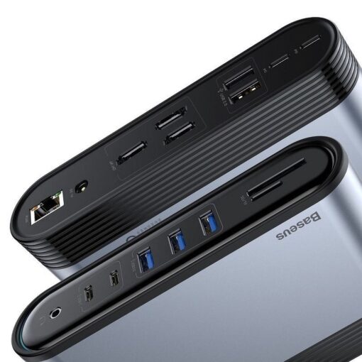 BASEUS HUB Station Multifunctional 16in1 Type C to 3xUSB 3.0 + 2xUSB 2.0 + Typ C + VGA + 4K + DC Power + RJ45 + SD + Audio CAHUB-BG0G – Bild 5