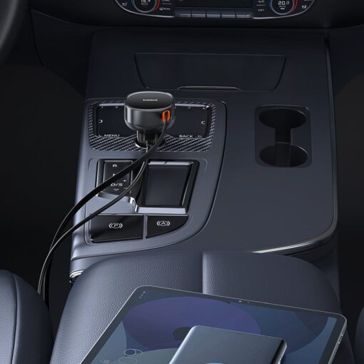 BASEUS Autoladegerät Typ C + einziehbares Lightning-KabelPD3.0 QC4.0 3A 55W CCTXP-CC / C00057803111-00 schwarz – Bild 7