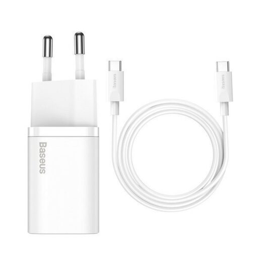 BASEUS Netz-Ladegerät Typ C + Kabel Typ C auf Typ C PD QC3.0 3A 25W TZCCSUP-L02 weiß