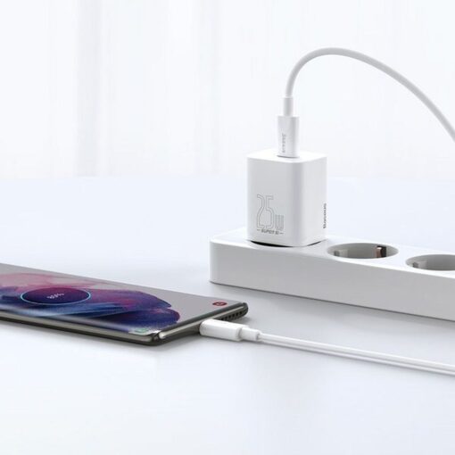 BASEUS Netz-Ladegerät Typ C + Kabel Typ C auf Typ C PD QC3.0 3A 25W TZCCSUP-L02 weiß – Bild 10