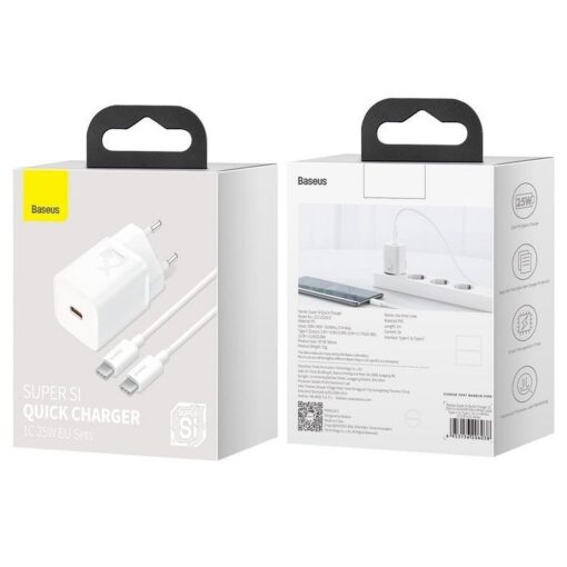 BASEUS Netz-Ladegerät Typ C + Kabel Typ C auf Typ C PD QC3.0 3A 25W TZCCSUP-L02 weiß – Bild 12