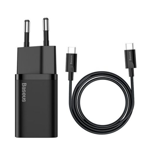 BASEUS Netz-Ladegerät Typ C + Kabel Typ C auf Typ C PD QC3.0 3A 25W TZCCSUP-L01 schwarz – Bild 5