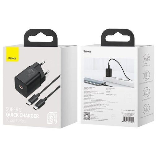BASEUS Netz-Ladegerät Typ C + Kabel Typ C auf Typ C PD QC3.0 3A 25W TZCCSUP-L01 schwarz – Bild 16