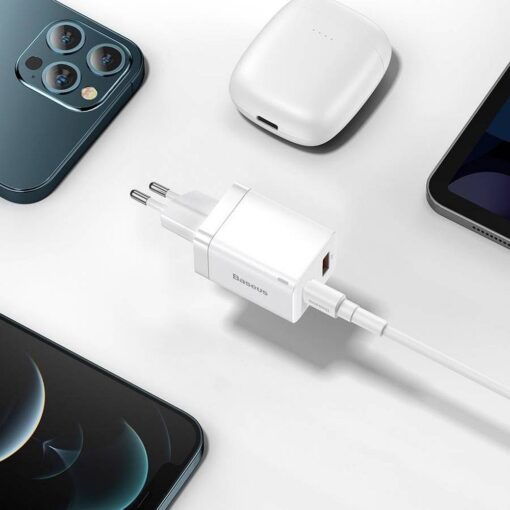 BASEUS USB A + Typ C PD QC3.0 Netz-Ladegerät 30W CCSUPP-E02/CCCJG30UE weiß – Bild 7