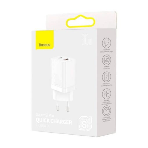 BASEUS USB A + Typ C PD QC3.0 Netz-Ladegerät 30W CCSUPP-E02/CCCJG30UE weiß – Bild 15