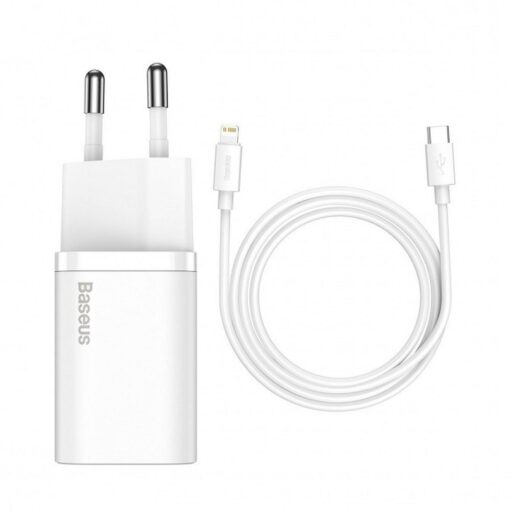 BASEUS Netz-Ladegerät Typ C + Kabel Typ C auf Lightning PD QC3.0 3A 20W TZCCSUP-B02/CCCJGCE-D weiß – Bild 4