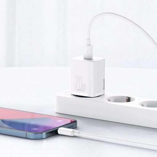 BASEUS Netz-Ladegerät Typ C + Kabel Typ C auf Lightning PD QC3.0 3A 20W TZCCSUP-B02/CCCJGCE-D weiß – Bild 5
