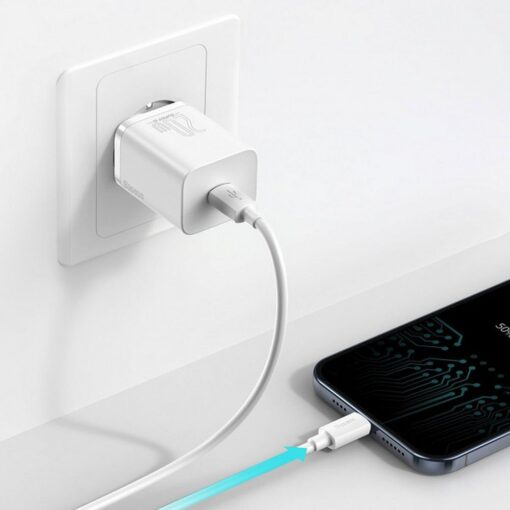 BASEUS Netz-Ladegerät Typ C + Kabel Typ C auf Lightning PD QC3.0 3A 20W TZCCSUP-B02/CCCJGCE-D weiß – Bild 7
