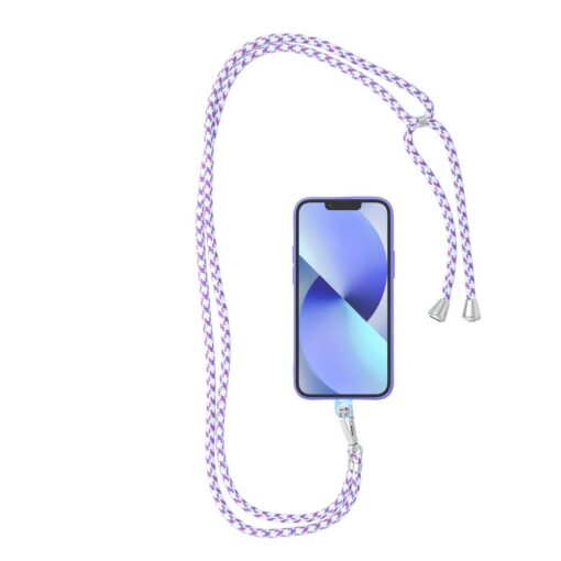SWING (6mm) Telefonanhänger mit verstellbarer Länge / Kordellänge 165cm (max 82,5cm in Schlaufe) / für Schulter oder Hals - weiß und lila – Bild 8