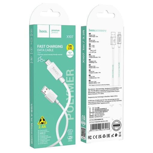 HOCO cable USB A to Micro USB 2,4A X107 1 m white – Bild 5