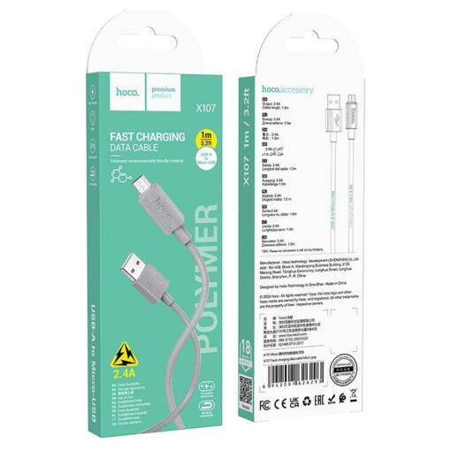 HOCO cable USB A to Micro USB 2,4A X107 1 m gray – Bild 7