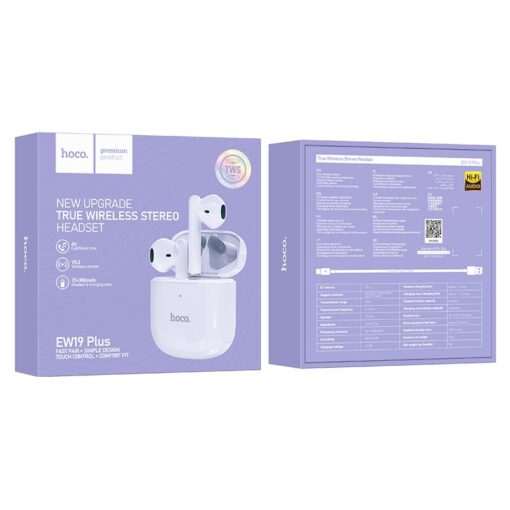 EOL HOCO kabelloser Bluetooth-Kopfhörer TWS EW19 Plus lila – Bild 3