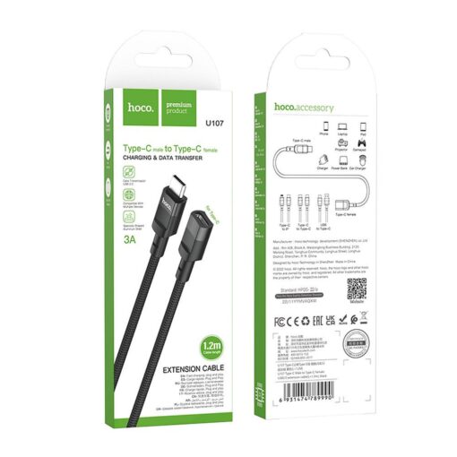 Adapter OTG USB C to USB C Hoco 3A 1,2 m U107 black – Bild 10