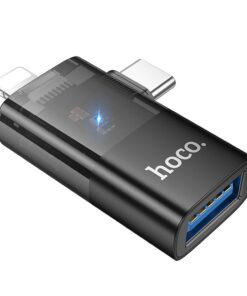 Adapter OTG 2in1 Lightning / USB C to USB A Hoco UA36E black