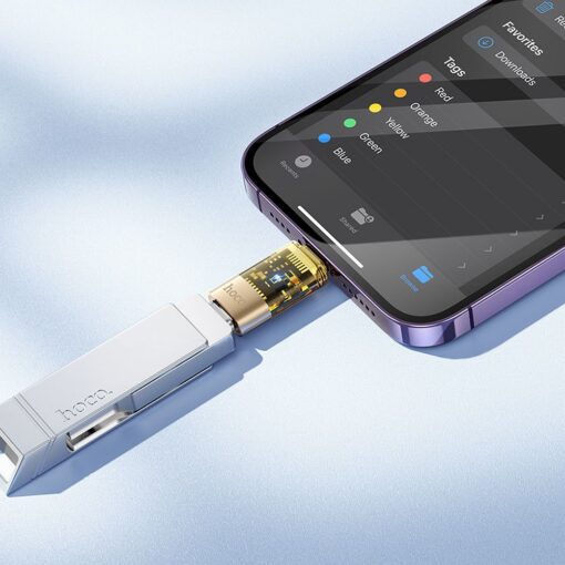 Adapter OTG Lightning to USB C Hoco UA36A transparent gold – Bild 5