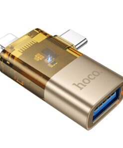 Adapter OTG 2in1 Lightning / USB C to USB A Hoco UA36E gold