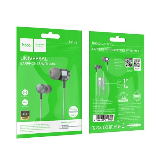 HOCO kabelgebundener Kopfhörer Typ C mit Mikrofon M122 grau – Bild 6