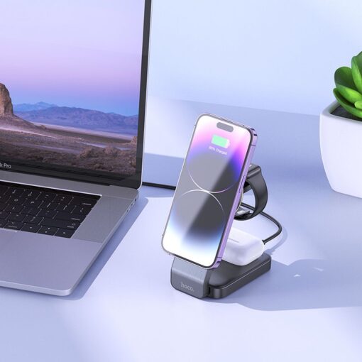 HOCO 3-in-1 induktives Ladegerät kompatibel mit MagSafe 15W CQ3 schwarz – Bild 4