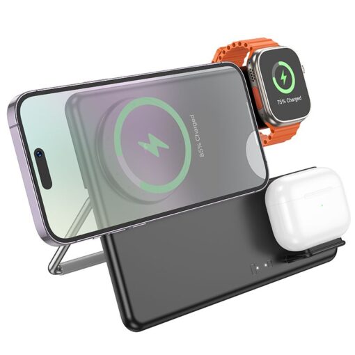 HOCO 3-in-1 induktives Ladegerät kompatibel mit Apple Watch 15W CQ1 schwarz – Bild 3