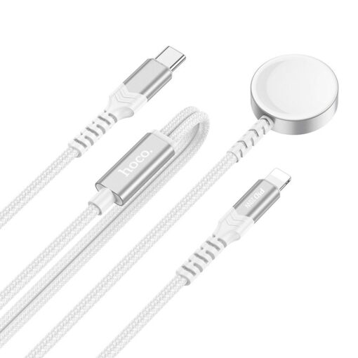 HOCO 2-in-1 Typ C induktives Ladegerät für Apple Watch + Lightning PD QC 3A Ladekabel CW54 1.2m weiß