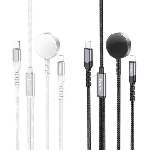 HOCO 2-in-1 Typ C induktives Ladegerät für Apple Watch + Lightning PD QC 3A Ladekabel CW54 1.2m weiß – Bild 4