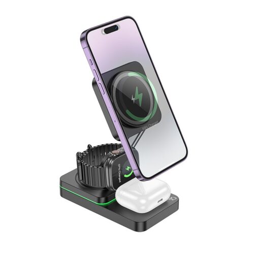 HOCO 3-in-1 induktives Ladegerät kompatibel mit MagSafe 15W CQ10 schwarz