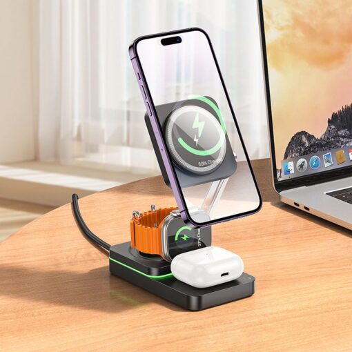 HOCO 3-in-1 induktives Ladegerät kompatibel mit MagSafe 15W CQ10 schwarz – Bild 5