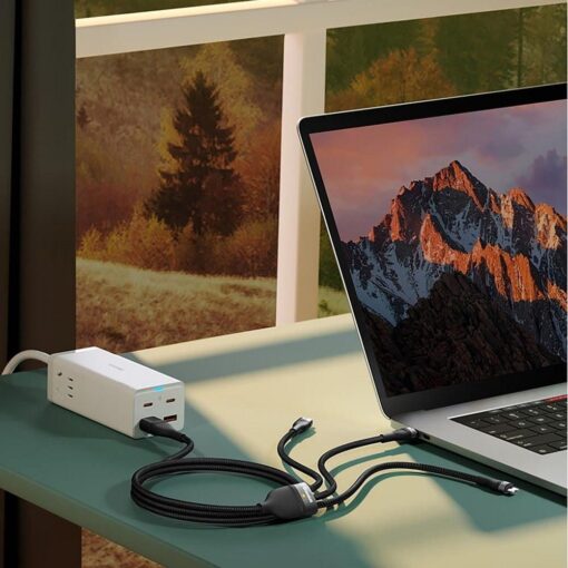 BASEUS 3-in-1 Kabel Typ C / USB A zu Micro USB / Lightning / Typ C PD QC 5A 100W CASS030101 1,2 m schwarz – Bild 7