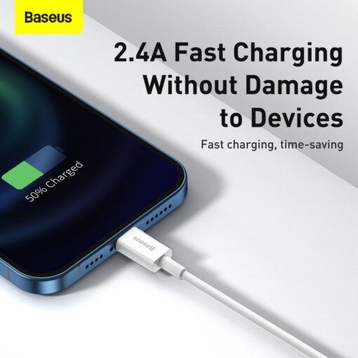 BASEUS Kabel USB für Apple Lightning 8-pin 2,4A Superior Series Fast Charging CALYS-B02 1,5 Meter weiß – Bild 7