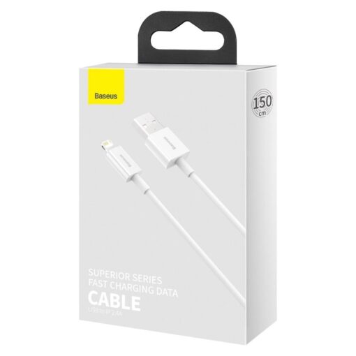 BASEUS Kabel USB für Apple Lightning 8-pin 2,4A Superior Series Fast Charging CALYS-B02 1,5 Meter weiß – Bild 9