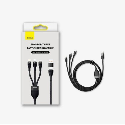 BASEUS 3-in-1 USB A / Typ C zu Micro USB / Lightning / Typ C PD QC 5A100W Kabel CASS030103 1,2 m blau – Bild 7