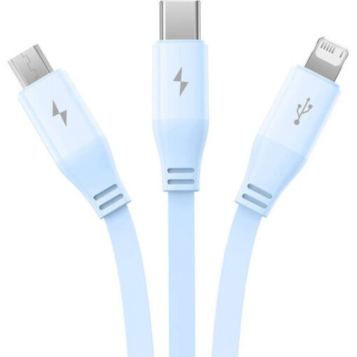BASEUS 3-in-1 USB A zu Micro USB / Lightning / Typ C 3,5A einziehbares Kabel CB000063 1,1m blau – Bild 8