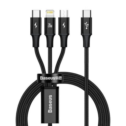 BASEUS 3-in-1 Kabel Typ C zu Micro USB / Lightning / Typ C 20W CAMLT-SC01 1,5 m schwarz