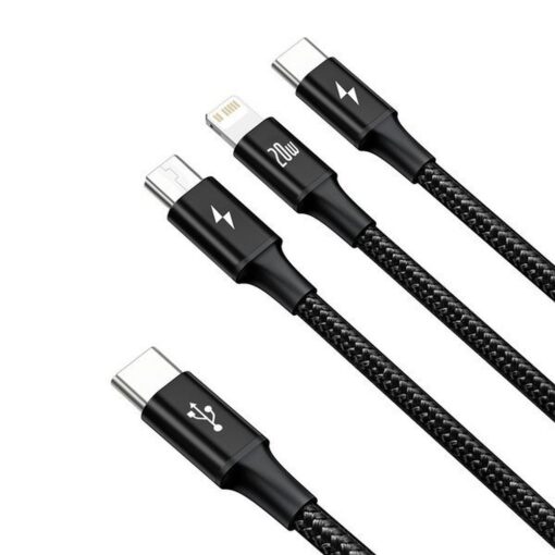 BASEUS 3-in-1 Kabel Typ C zu Micro USB / Lightning / Typ C 20W CAMLT-SC01 1,5 m schwarz – Bild 3