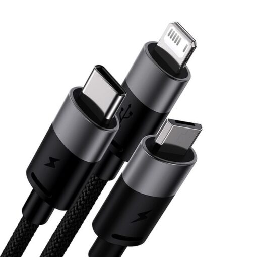 BASEUS cable 3in1 USB A to Micro USB / Lightning / Type C 3,5A 6CAXS000001 1,2 m black – Bild 3