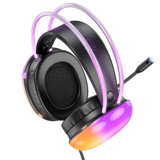 HOCO kabelgebundener Kopfhörer USB A mit Mikrofon W109 PLUS GAMING schwarz – Bild 5