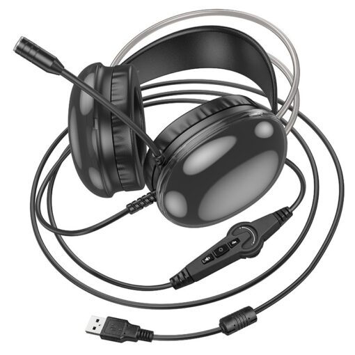 HOCO kabelgebundener Kopfhörer USB A mit Mikrofon W109 PLUS GAMING schwarz – Bild 8