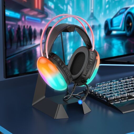 HOCO kabelgebundener Kopfhörer USB A mit Mikrofon W109 PLUS GAMING schwarz – Bild 9