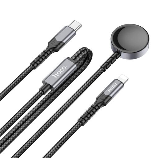 EOL HOCO 2-in-1 Typ C induktives Ladegerät für Apple Watch + Lightning PD QC 3A Ladekabel CW54 1.2m schwarz – Bild 3