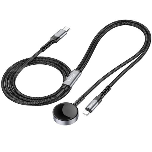 EOL HOCO 2-in-1 Typ C induktives Ladegerät für Apple Watch + Lightning PD QC 3A Ladekabel CW54 1.2m schwarz – Bild 5